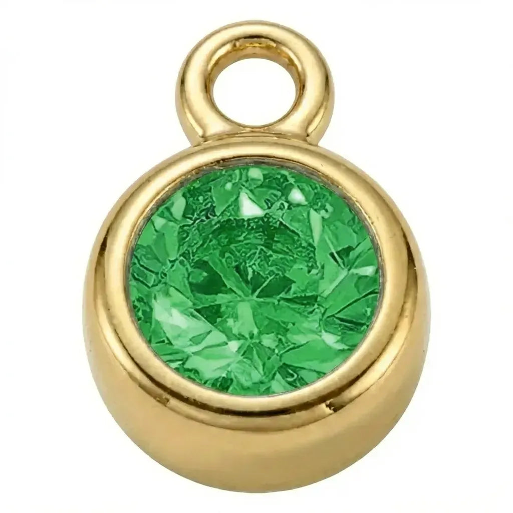 Charm Gold - May Emerald Birthstone HBD