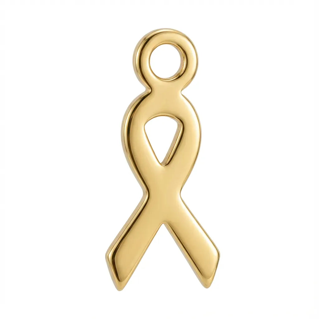 Charm Gold Ribbon Symbol Charm HBD Gold Ribbon Symbol Charm