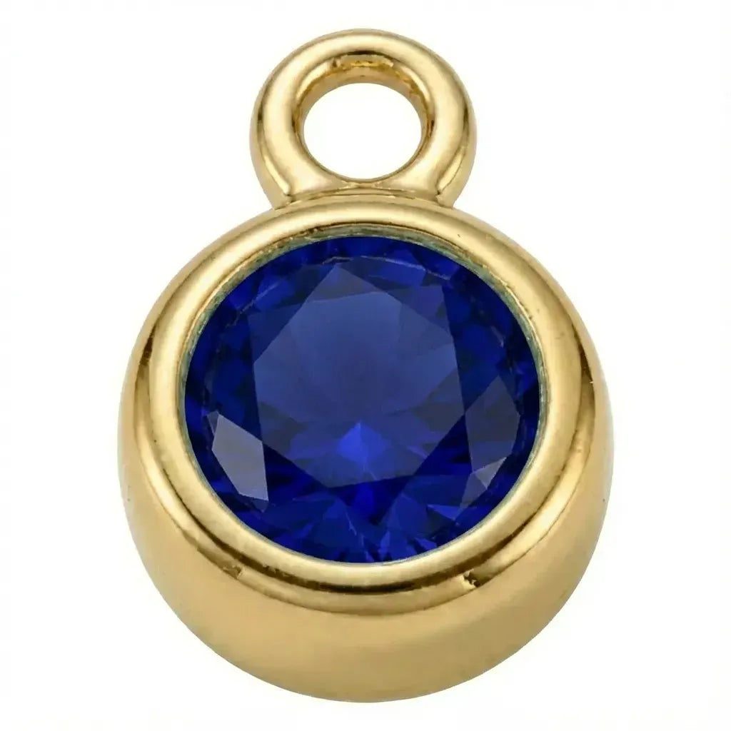 Charm Gold - September Sapphire Birthstone HBD