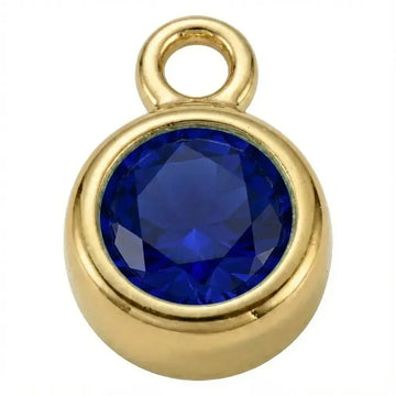 September Sapphire Birthstone Charm - gold