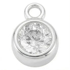 Charm Silver - April Crystal Birthstone HBD