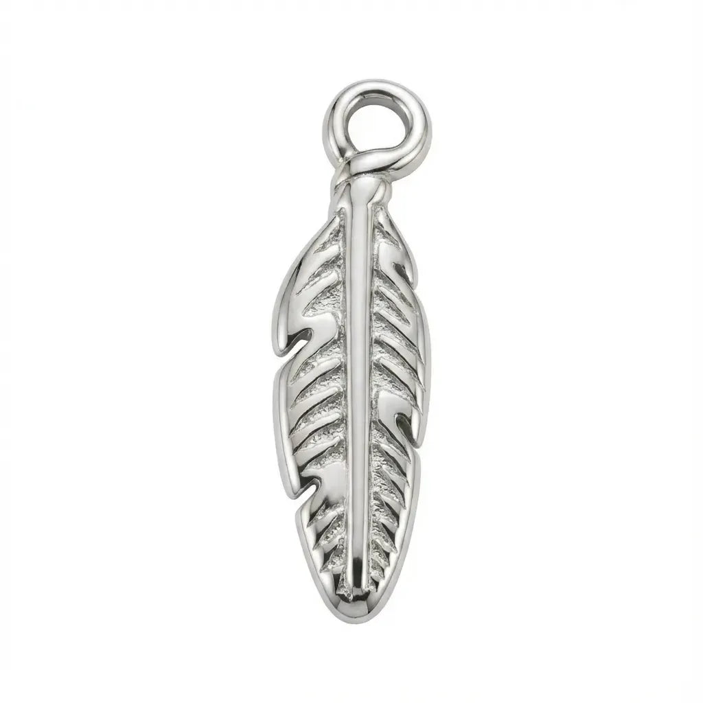 Charm Silver Feather Symbol Charm HBD Silver Feather Symbol Charm