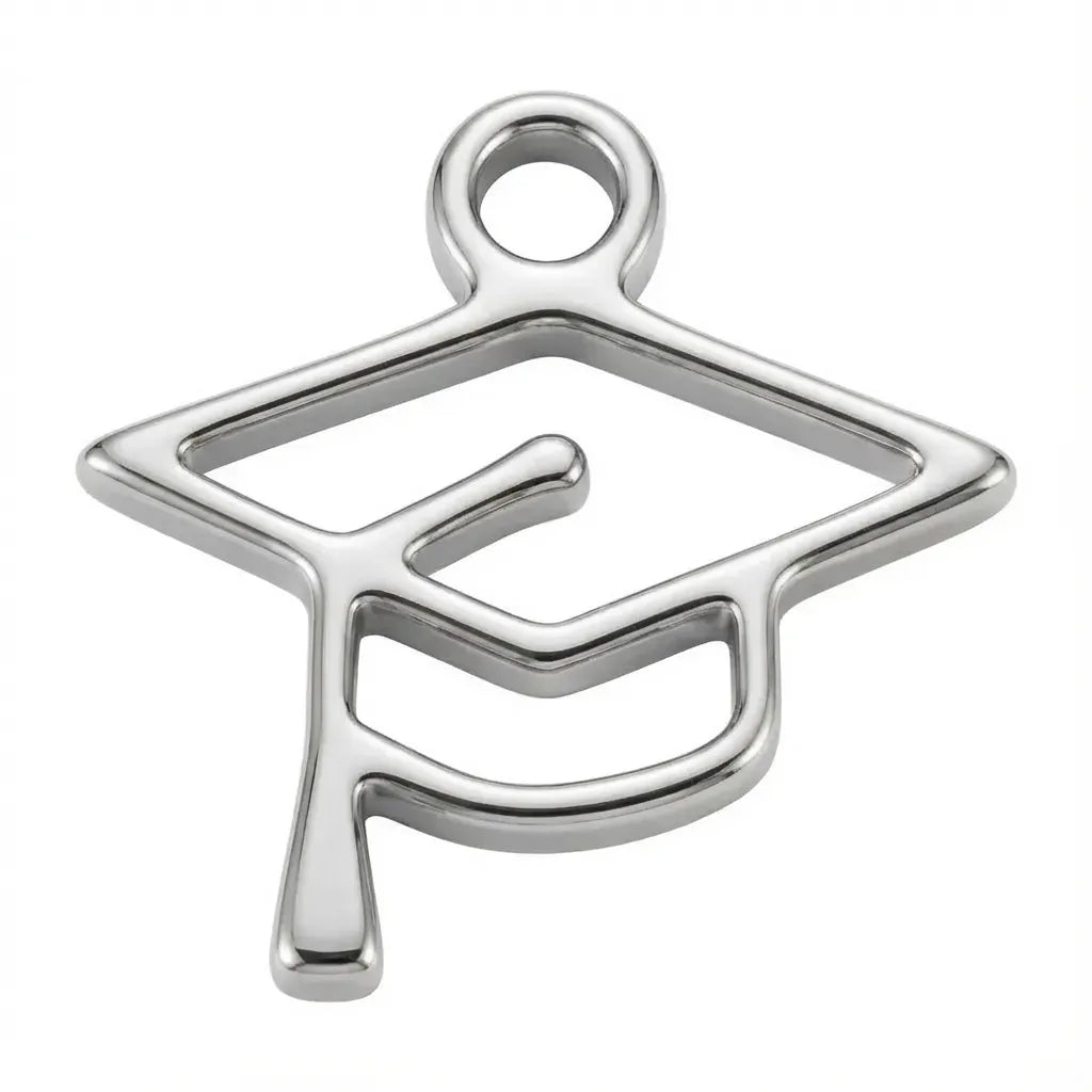 Charm Silver Graduation Cap Symbol Charm HBD