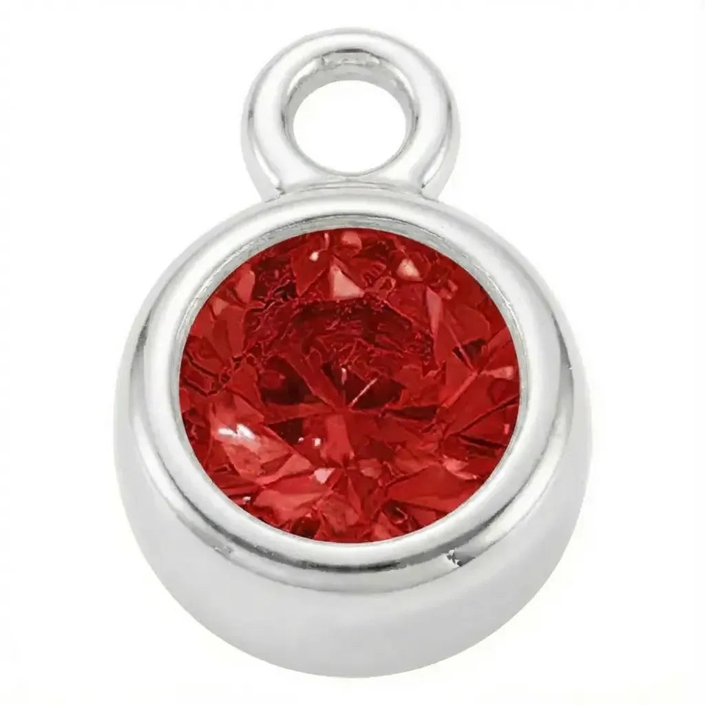 Charm Silver - January Garnet Birthstone HBD