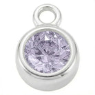 Charm Silver - June Light Amethyst Birthstone HBD