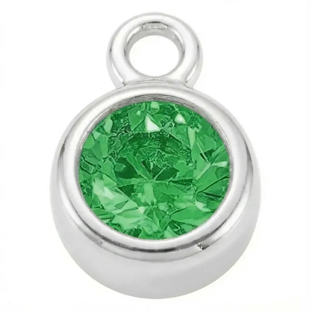 Charm Silver - May Emerald Birthstone HBD