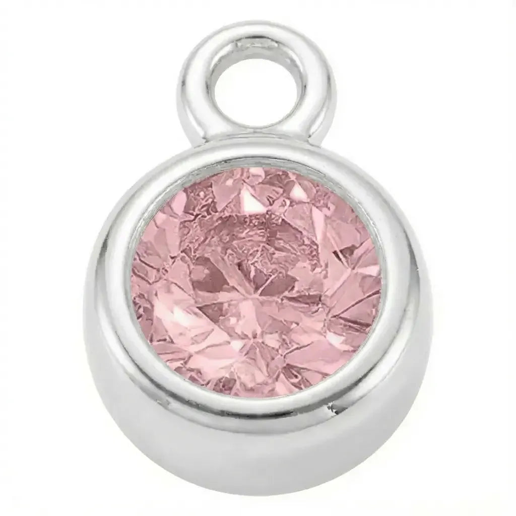 Charm Silver - October Rose Birthstone HBD