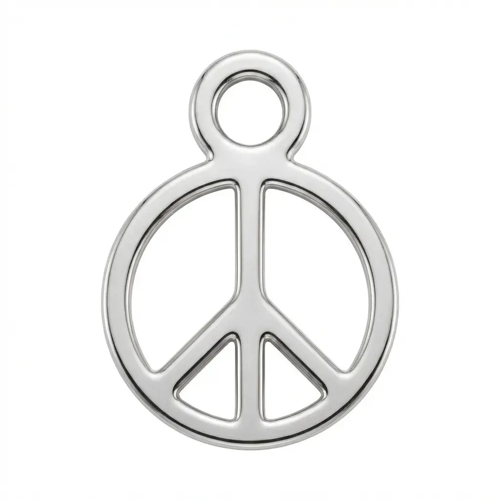 Charm Silver Peace Symbol Charm HBD Silver Peace Symbol Charm