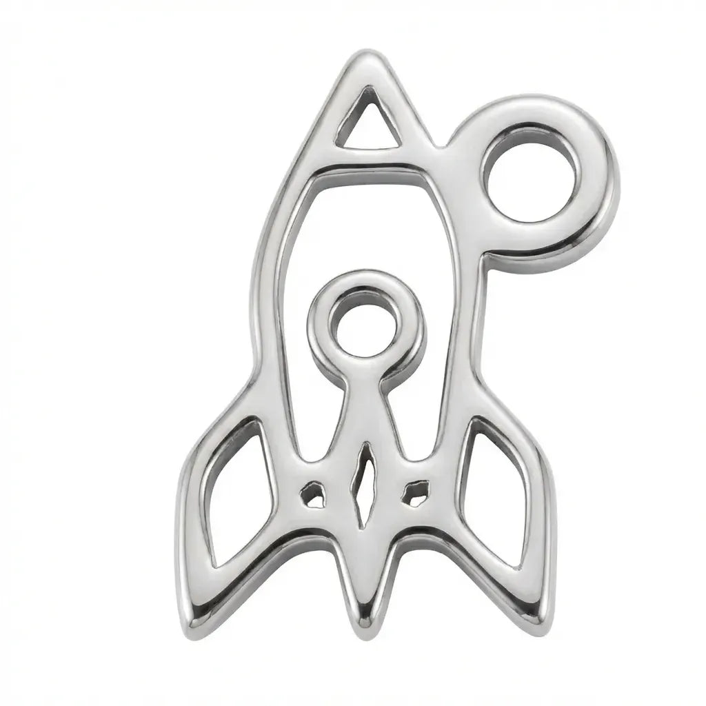 Charm Silver Space Rocket Kids Charm HBD