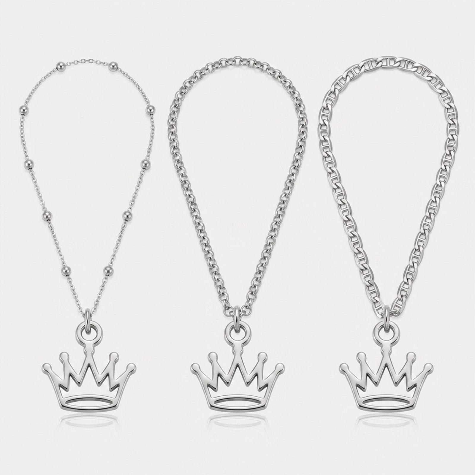 Crown Charm Necklace & Bracelet