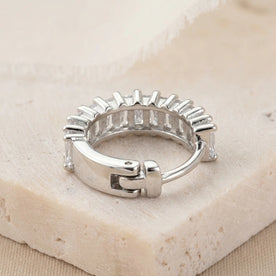 Baguette Huggie Hoop Earrings with Cubic Zirconia
