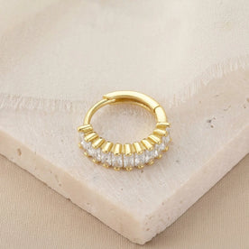 Baguette Huggie Hoop Earrings with Cubic Zirconia