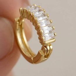 Baguette Huggie Hoop Earrings with Cubic Zirconia