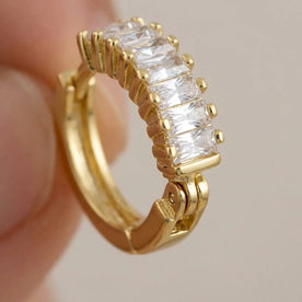 Baguette Huggie Hoop Earrings with Cubic Zirconia