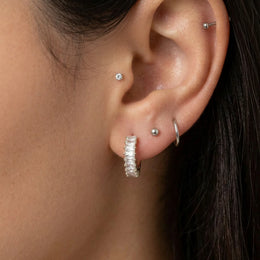 Baguette Huggie Hoop Earrings with Cubic Zirconia