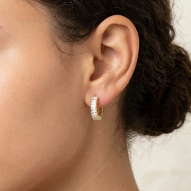Baguette Huggie Hoop Earrings with Cubic Zirconia
