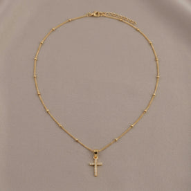 Cross Necklace in Gold or Silver - Dainty CZ Cross Pendant - 15" to 20" Chain