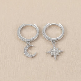 Moon & Star Huggie Hoop Earrings