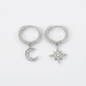 Moon & Star Huggie Hoop Earrings