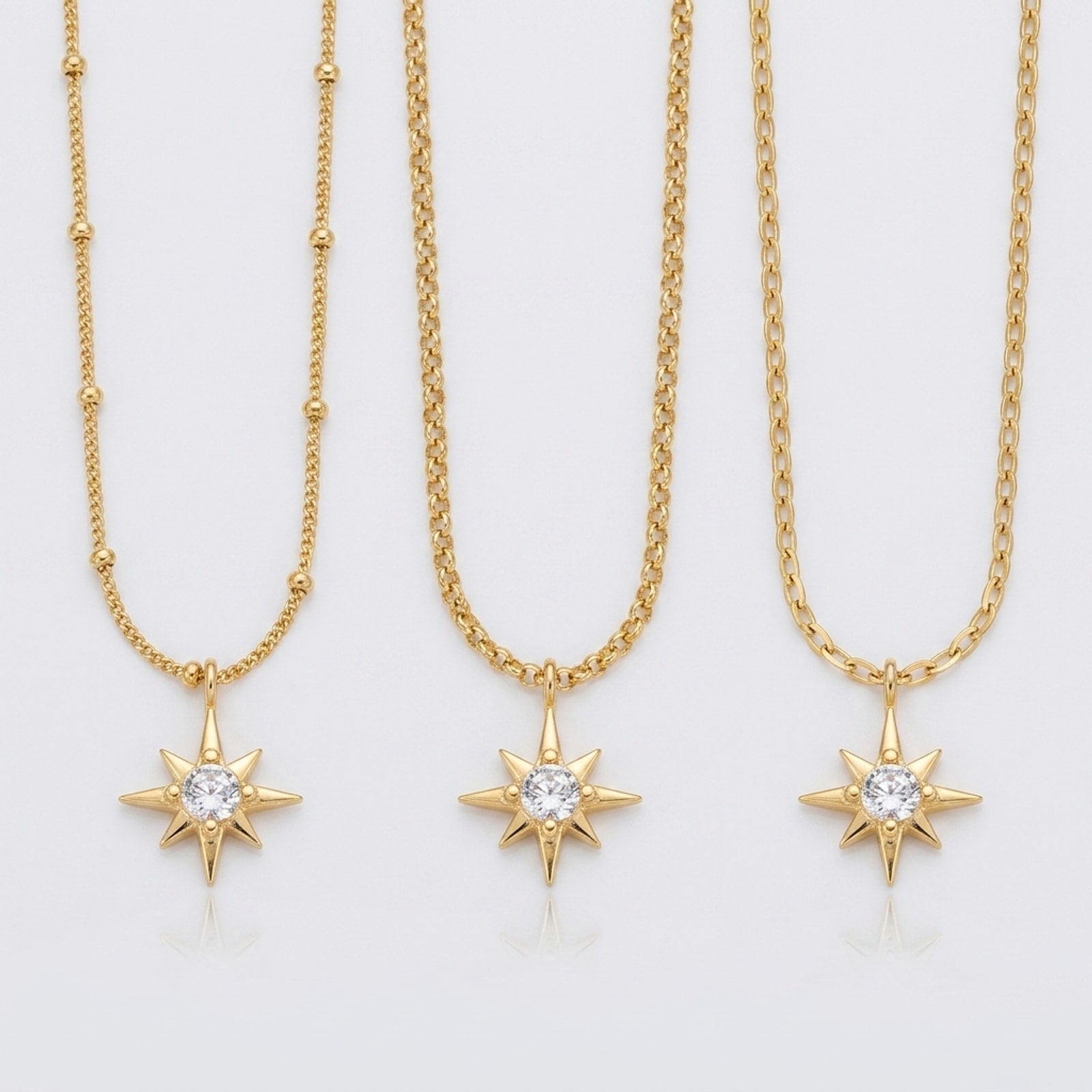 Cubic Zirconia Star Charm Necklace & Bracelet