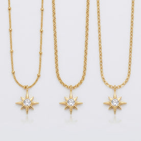 Cubic Zirconia Star Charm Necklace & Bracelet