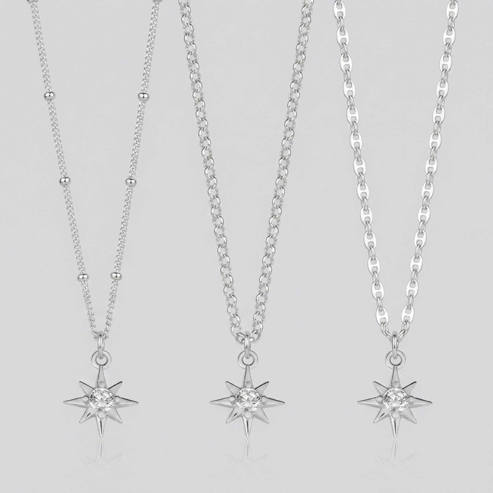 Cubic Zirconia Star Charm Necklace & Bracelet