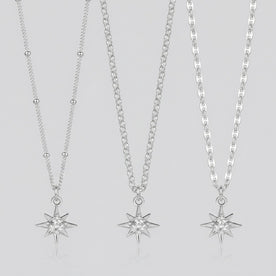 Cubic Zirconia Star Charm Necklace & Bracelet