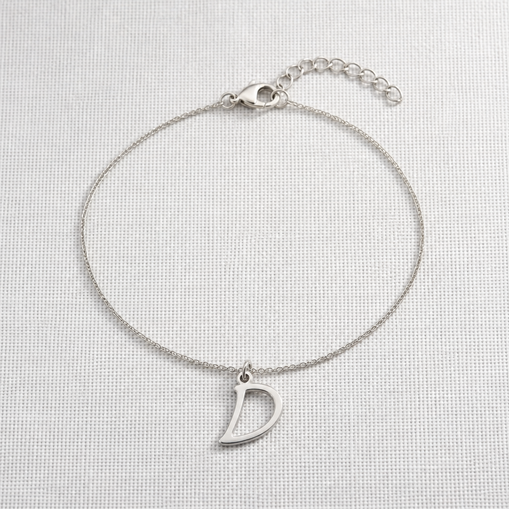 D Bracelet | Initial & Letter D Charm, Gold & Silver