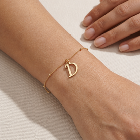 D Bracelet | Initial & Letter D Charm, Gold & Silver