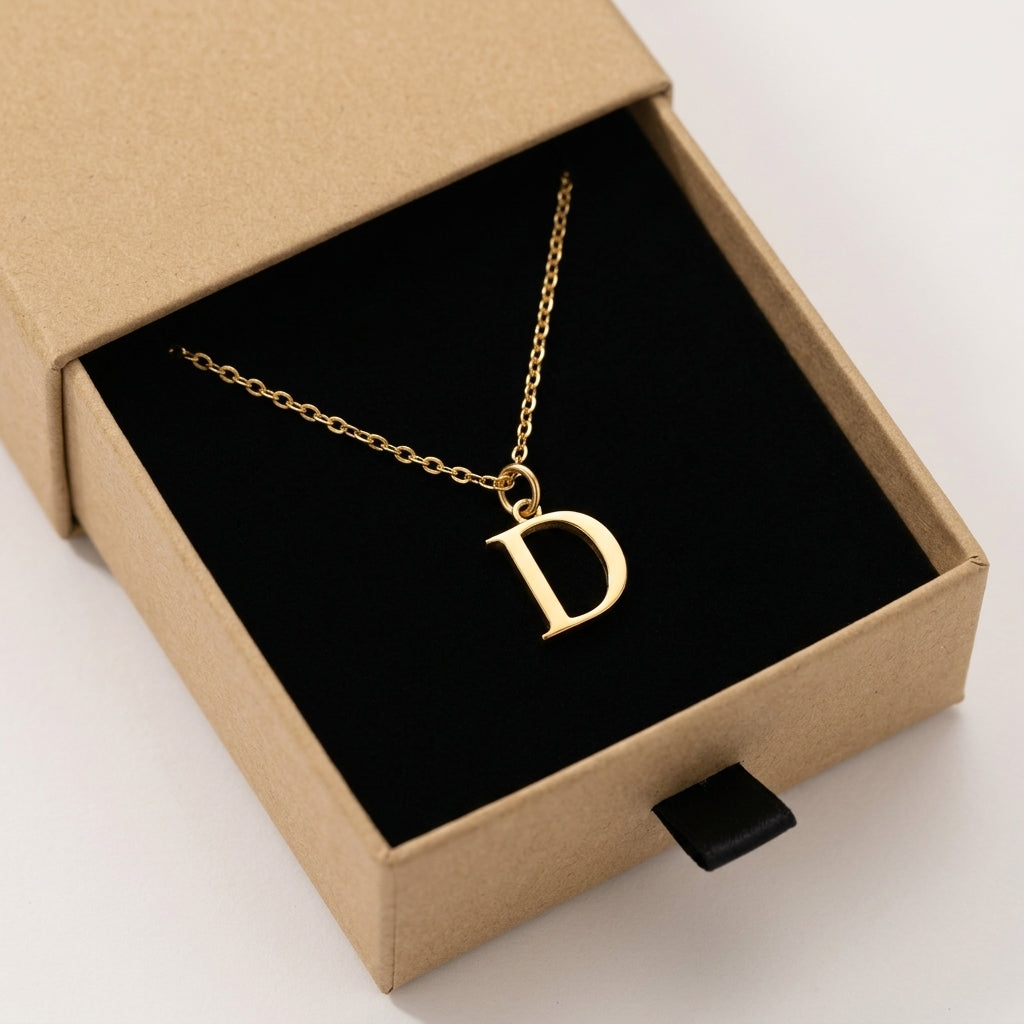 D Necklace | Initial & Letter D Pendant, Gold & Silver
