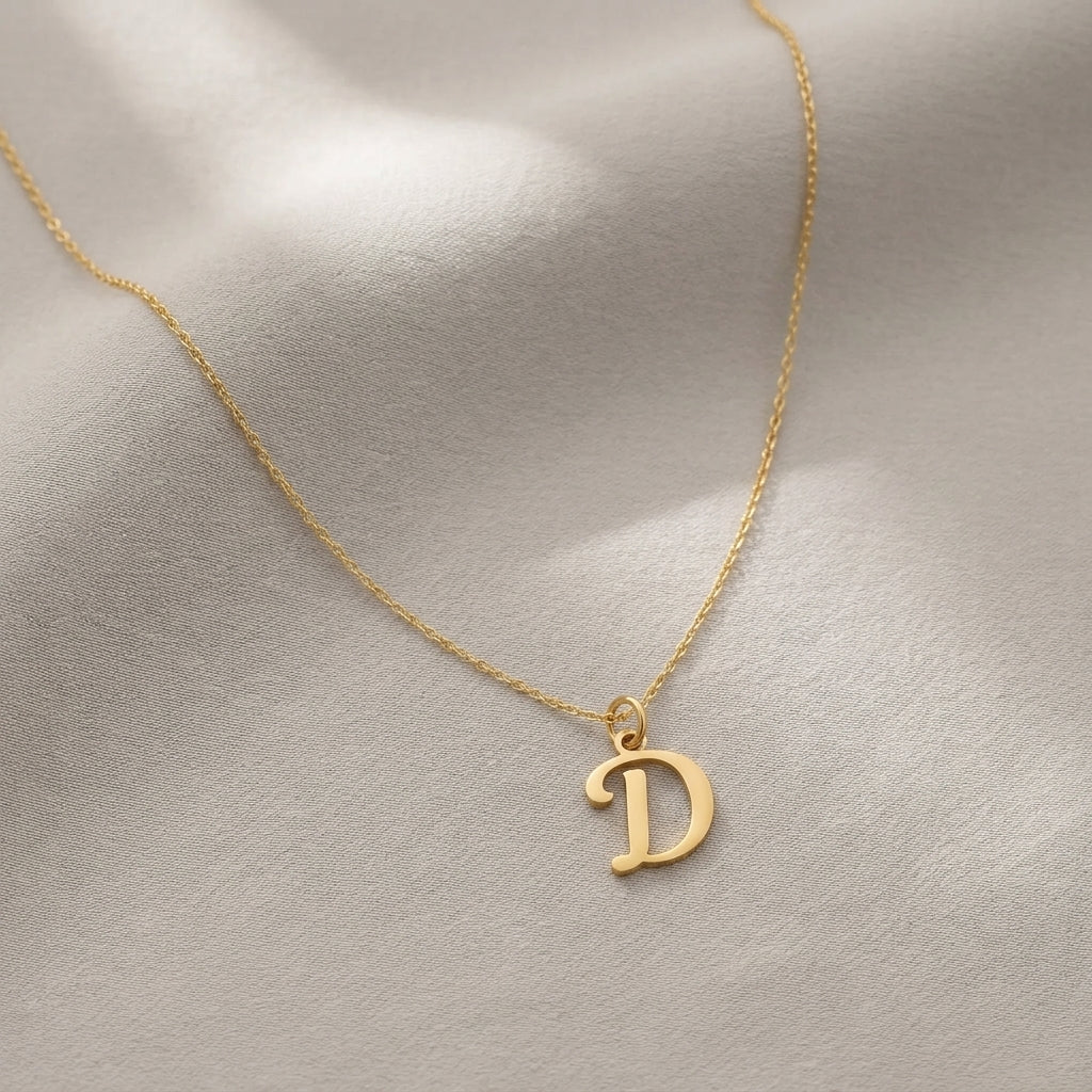 D Necklace | Initial & Letter D Pendant, Gold & Silver