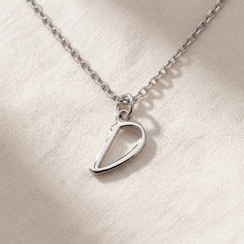 D Necklace | Initial & Letter D Pendant, Gold & Silver