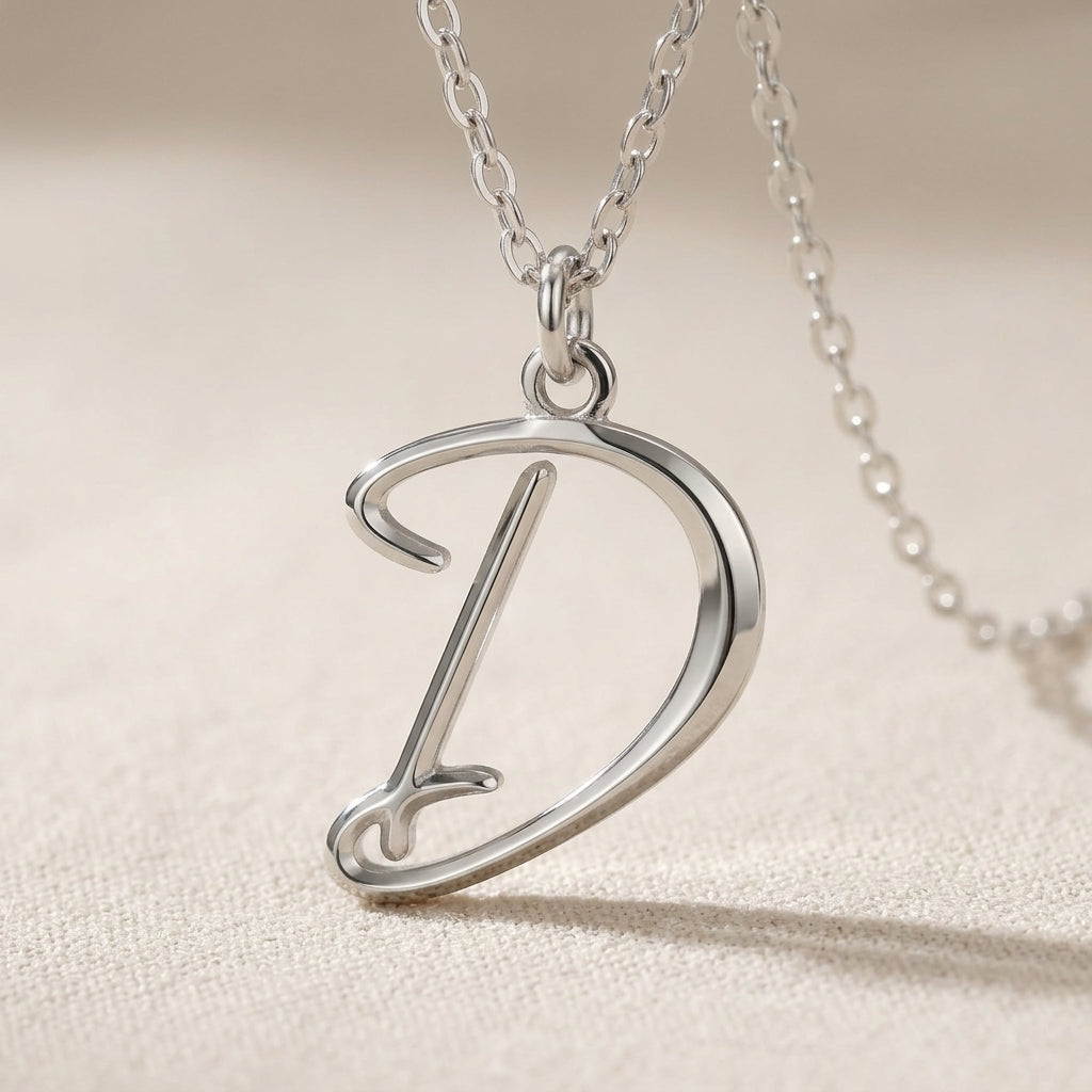 D Necklace | Initial & Letter D Pendant, Gold & Silver