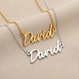 David Name Necklace | 18ct Gold, Silver & Vermeil | Ready to Ship