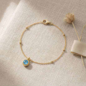 December Birthstone Bracelet | Blue Zircon, Gold & Silver