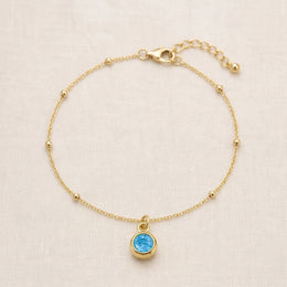 December Birthstone Bracelet | Blue Zircon, Gold & Silver