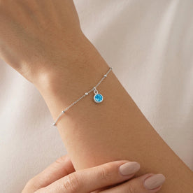 December Birthstone Bracelet | Blue Zircon, Gold & Silver