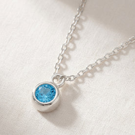 December Birthstone Necklace | Blue Zircon, Gold & Silver