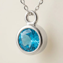 December Birthstone Necklace | Blue Zircon, Gold & Silver