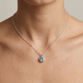 December Birthstone Necklace | Blue Zircon, Gold & Silver
