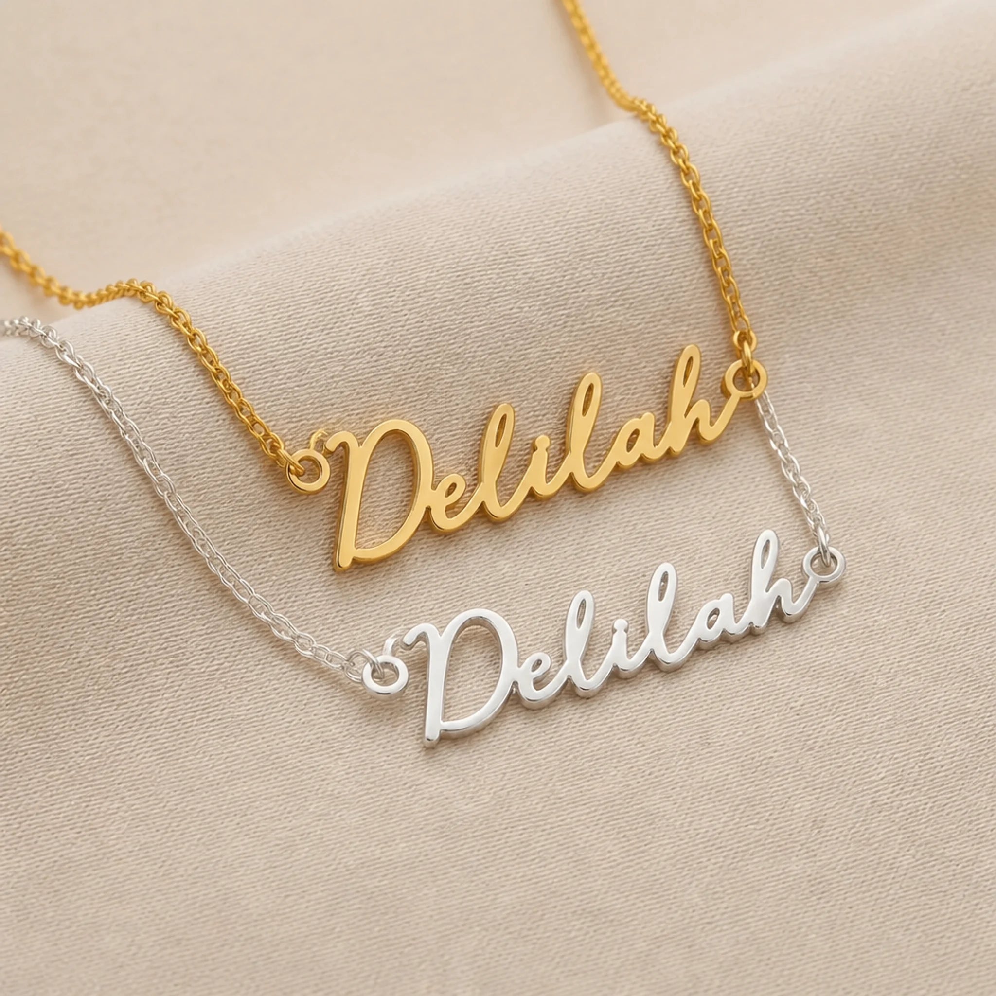 Delilah Name Necklace | 18ct Gold, Silver & Vermeil | Ready to Ship