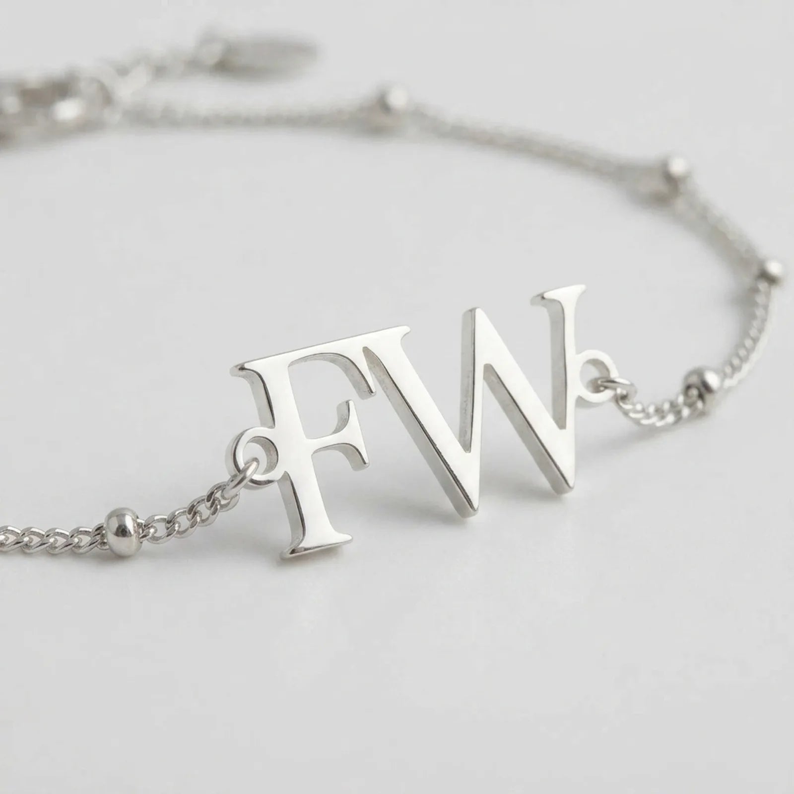 Initials Bracelet in 18K Gold or Sterling Silver in 3 Bracelet Styles