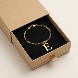 E Bracelet | Initial & Letter E Charm, Gold & Silver