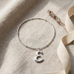 E Bracelet | Initial & Letter E Charm, Gold & Silver