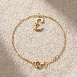 E Bracelet | Initial & Letter E Charm, Gold & Silver