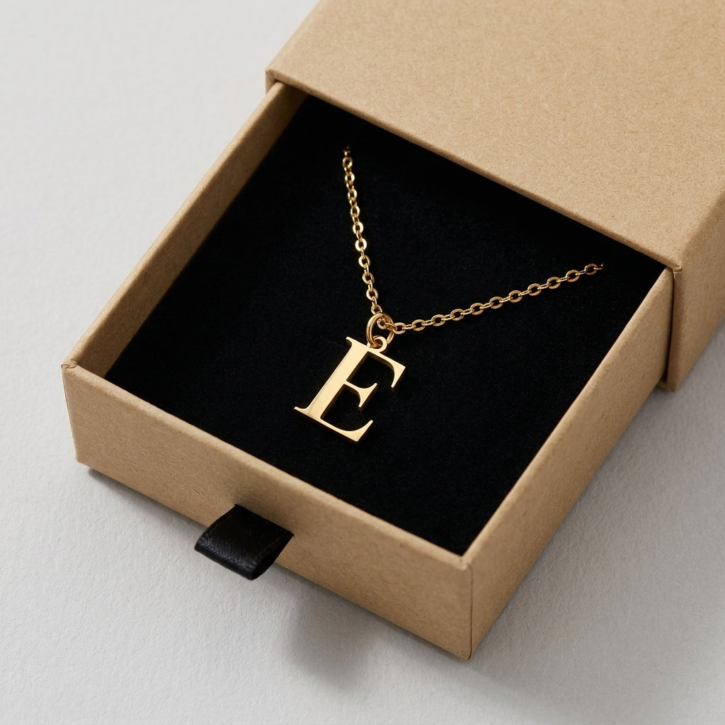 E Necklace | Initial & Letter E Pendant, Gold & Silver