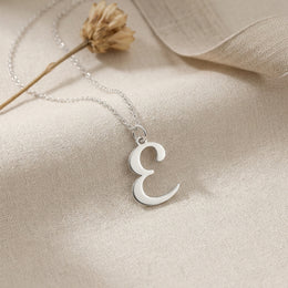 E Necklace | Initial & Letter E Pendant, Gold & Silver