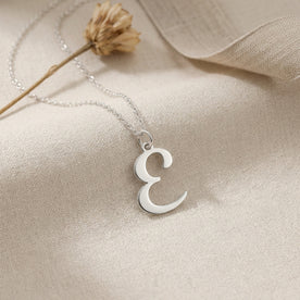 E Necklace | Initial & Letter E Pendant, Gold & Silver