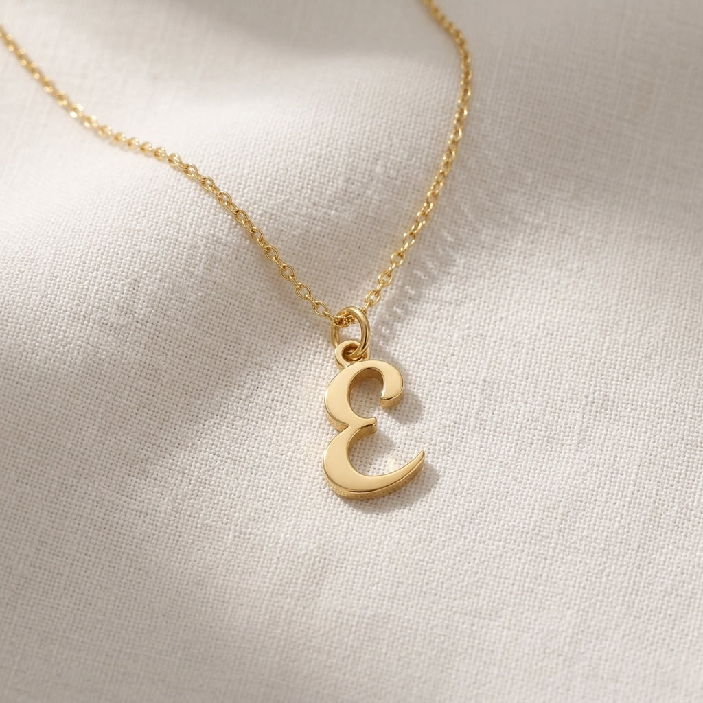 E Necklace | Initial & Letter E Pendant, Gold & Silver