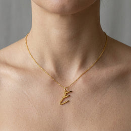 E Necklace | Initial & Letter E Pendant, Gold & Silver